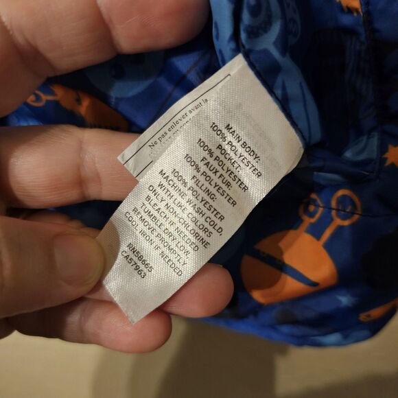 TUCKER + TATE Boys Reversible High Pile Fleece Hooded Jacket Size 5 Blue - Picture 3 of 9